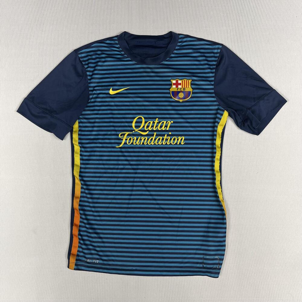 FC Barcelona Jersey Mens Small Blue La Liga Soccer Nike Dri-FIT Qatar Foundation